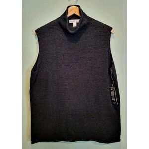 New Black Knit Mock Neck Sleeveless Sweater Chaus & Co Sz 3X